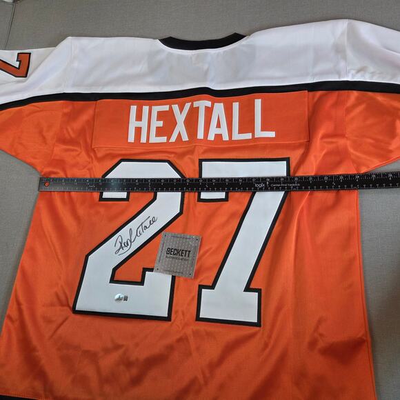 Ron Hextall #27 Philadelphia Flyers Signed Jersey Beckett Authenticated XL - Picture 10 of 16